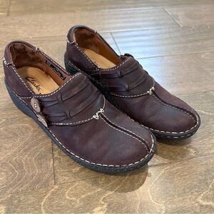 Clarks Artisan Dark Brown Leather Slipons